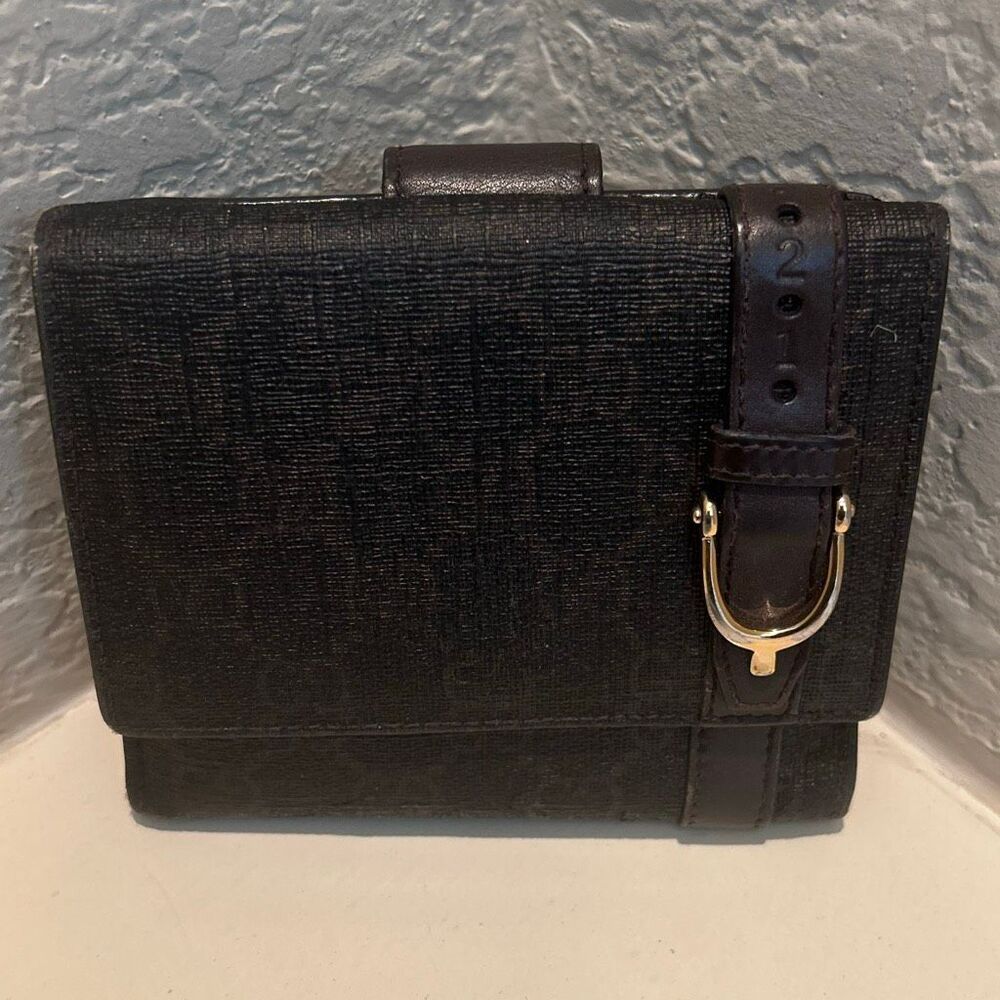 Gucci Bifold Wallet Brown Horsebit Buckle Preppy Equestrian Quiet Luxury RARE